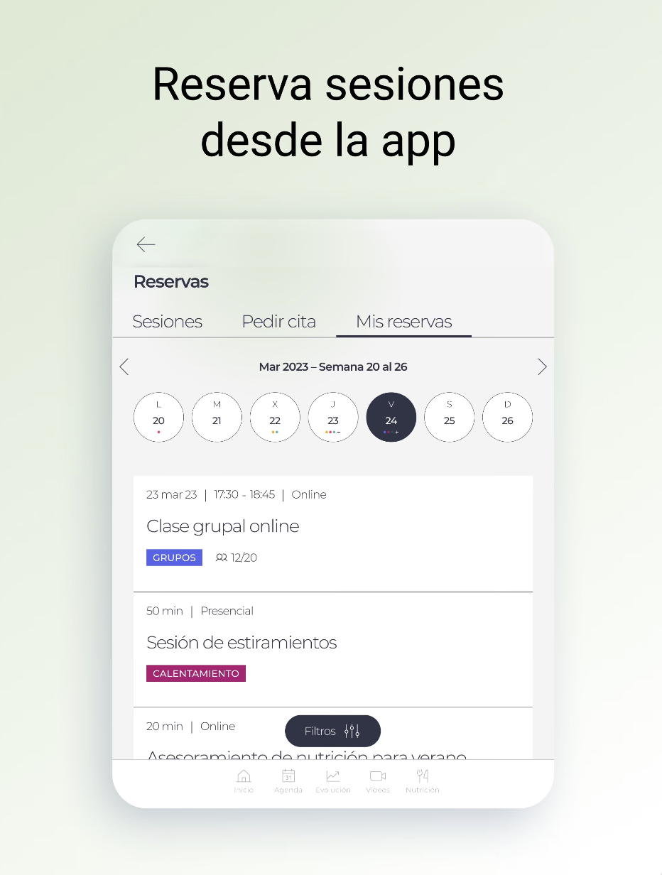 Reserva tus sesiones en un toque